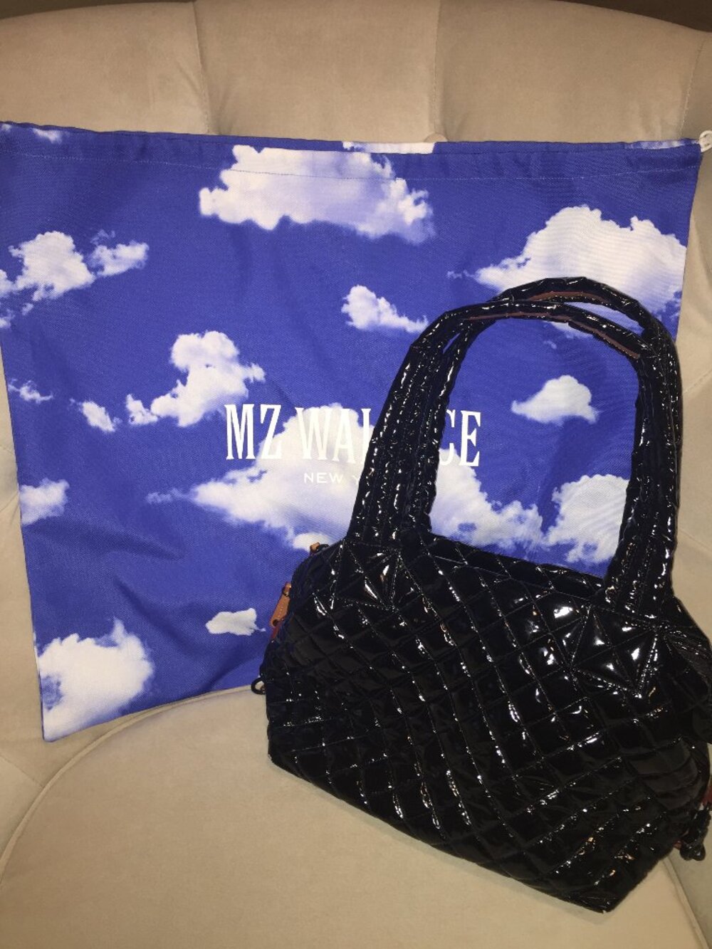 MZ Wallace black patent handbag